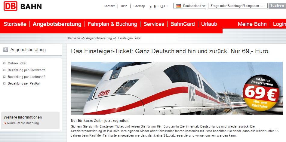 Mit der Bahn quer durch Deutschland für 69