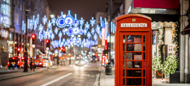 England London Phone Box Christmas