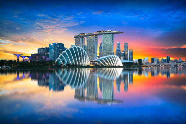 Singapur Skyline Sonnenuntergang