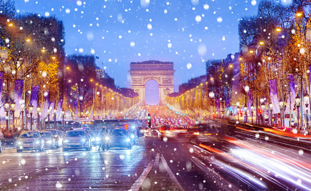 Frankreich Paris Winter Champs Elysees Schnee