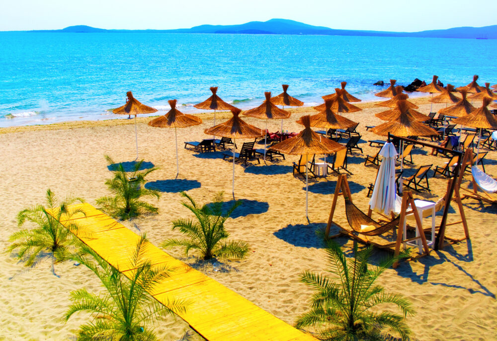 Bulgarien Beach Straw Umbrellas