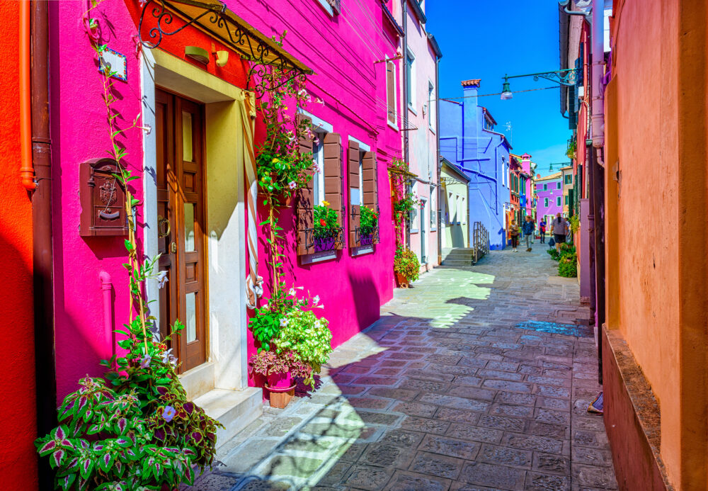 Italien Venedig Burano Bunte Häuser