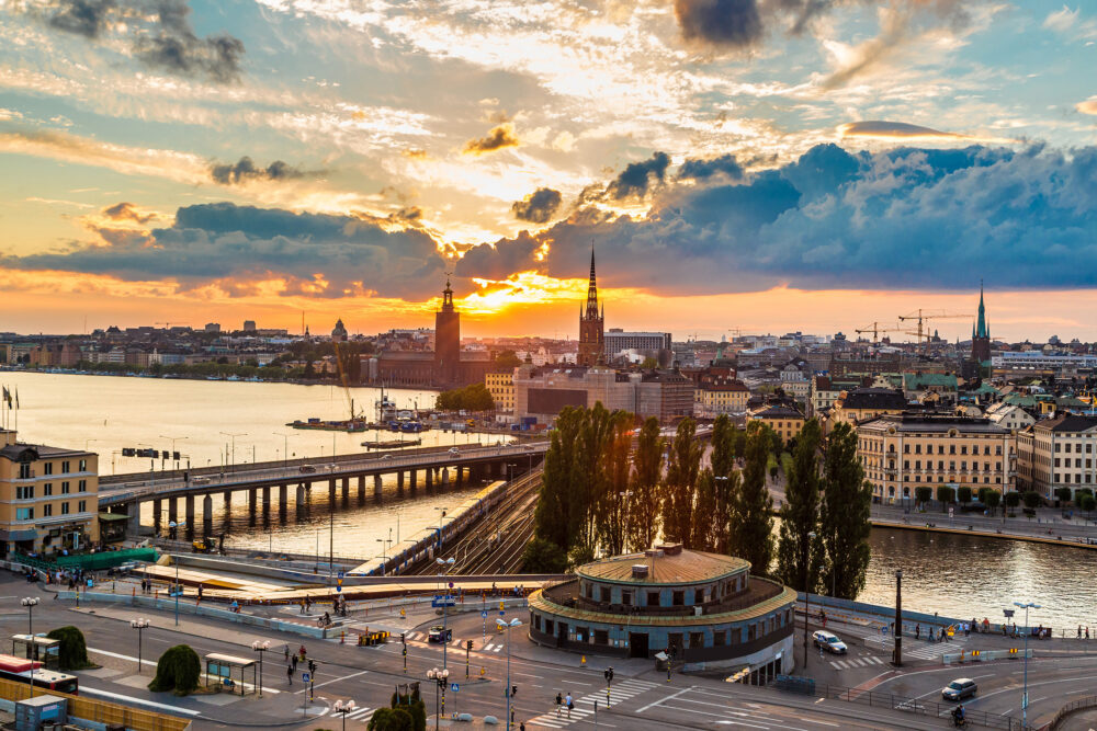 Schweden Stockholm Gamla Stan Sonnenuntergang