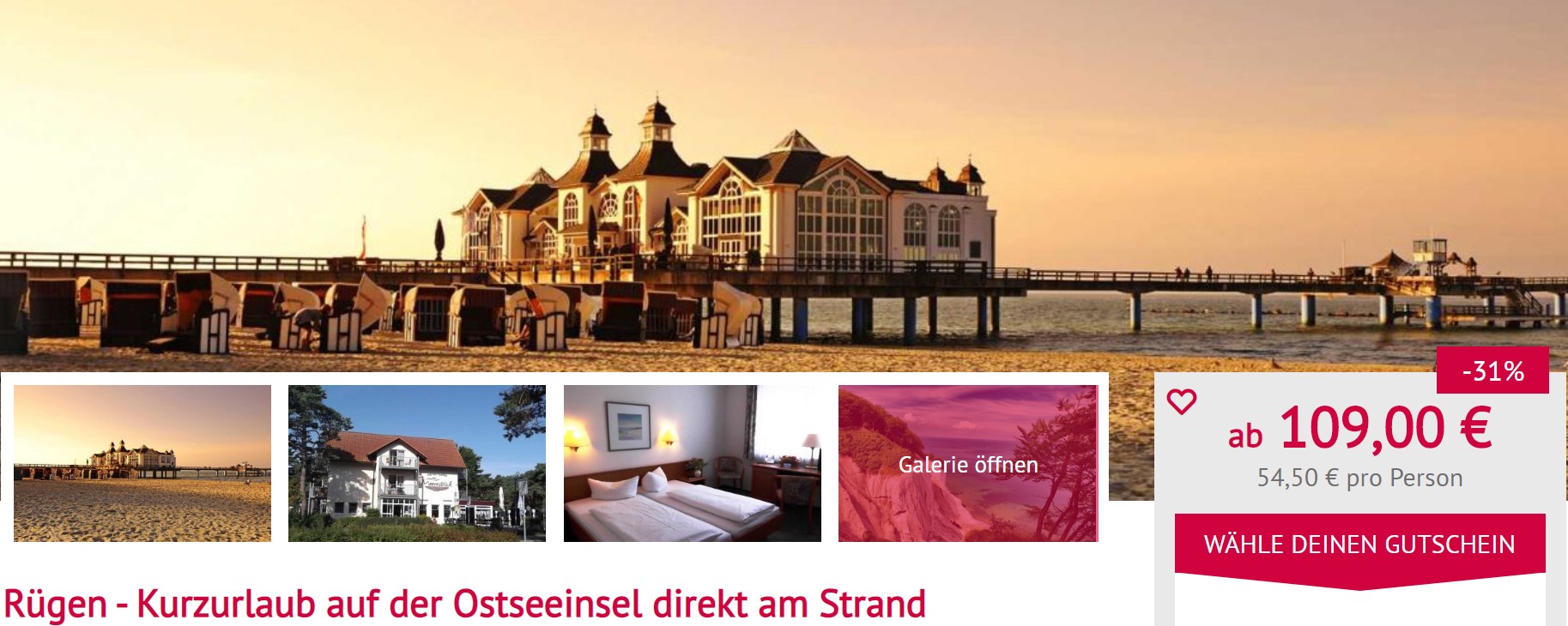 Ostsee 3 Tage Rügen im guten Hotel mit Frühstück