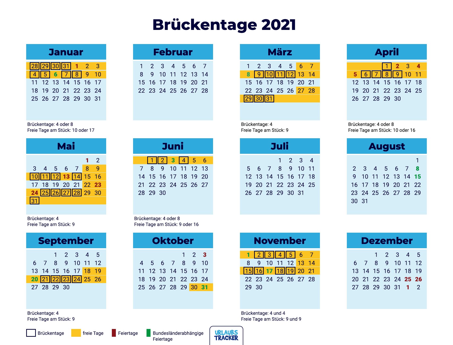 Brückentage 2021: So holt Ihr die meisten Urlaubstage raus