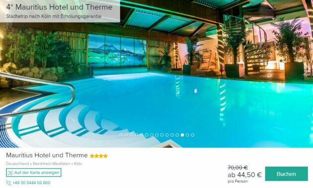 Mauritius Therme Köln 2 Tage inklusive 4* Hotel ab 44€