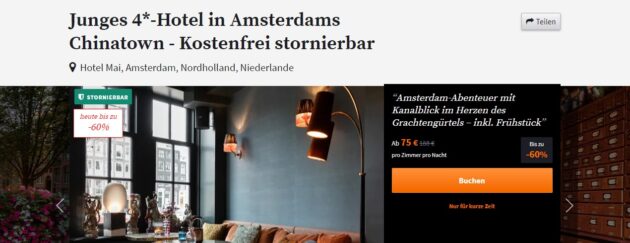 Stadtetrip Amsterdam 2 Tage Im Super Zentralen Top 4 Hotel Inkl Fruhstuck Ab 38 Urlaubstracker De