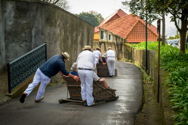 Portugal Madeira toboggan riders