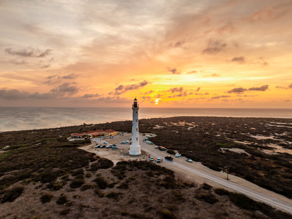 Sunset at Lighthouse Aerial Shot