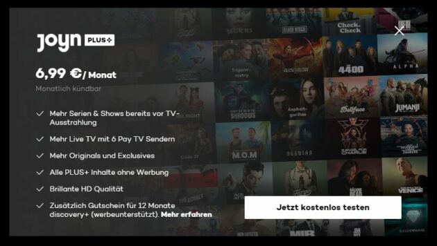 Joyn PLUS+ Gutschein Testwoche starten