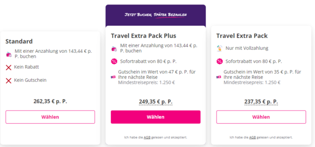 lastminute.de Travel Packs Tarife und Vorteile