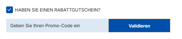 Bahia Principe Gutscheinfeld zum Eingeben eines Promo Code